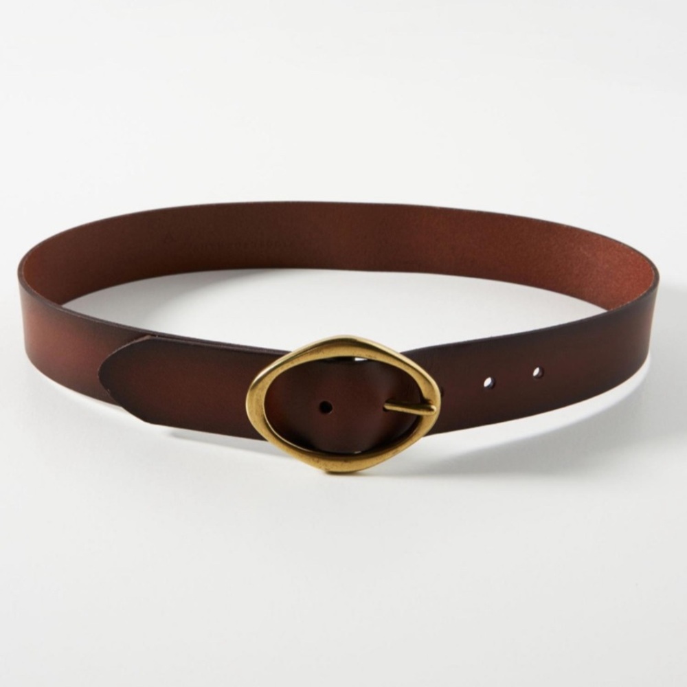 Anthropologie Brown Belt with Gold Buckle NWOT